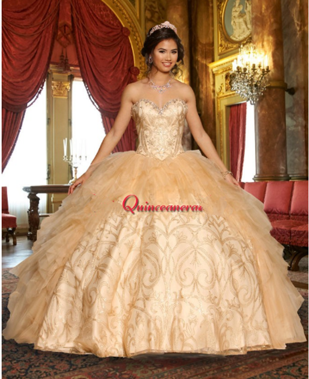 gold quinceanera dresses